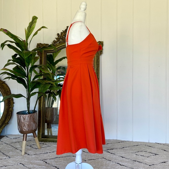 Orange Tie Front Midi Dress - Picture 3 of 4